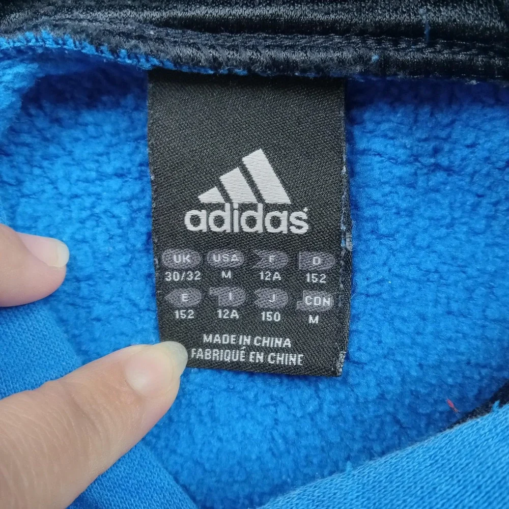 Adidas Hoodie Youth Medium Blue Pullover Sweatshirt 3 Stripes‎ Logo Soccer